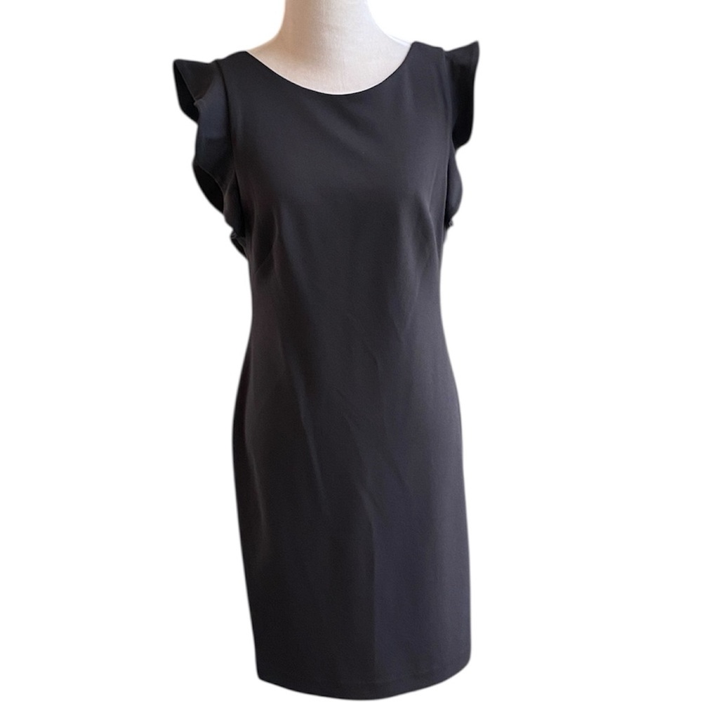 Calvin Klein dk. gray career flutter Sleeve Sheath with square back Dress 4 NWT
